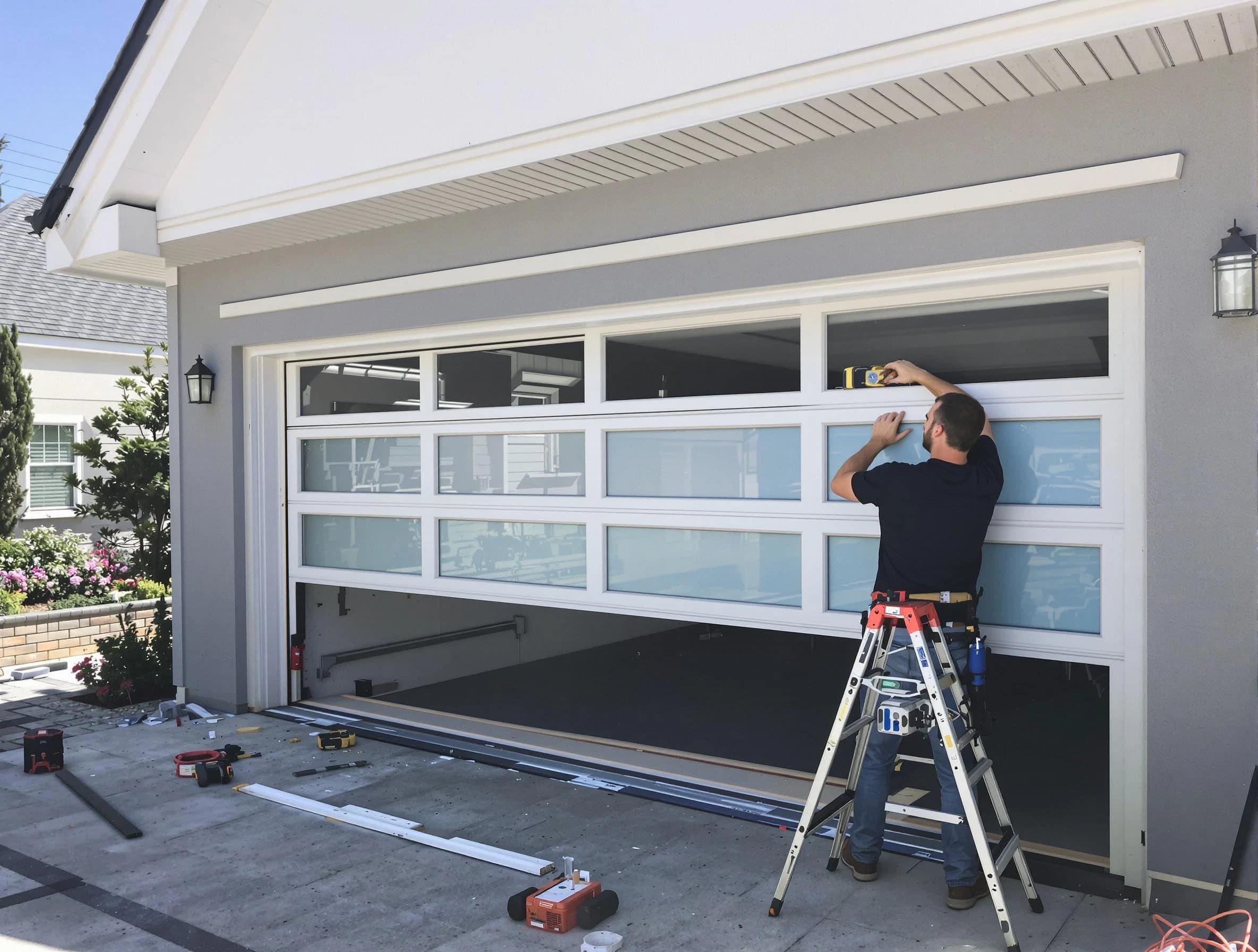 Shawnee Garage Door Repair team performing garage door replacement in Shawnee