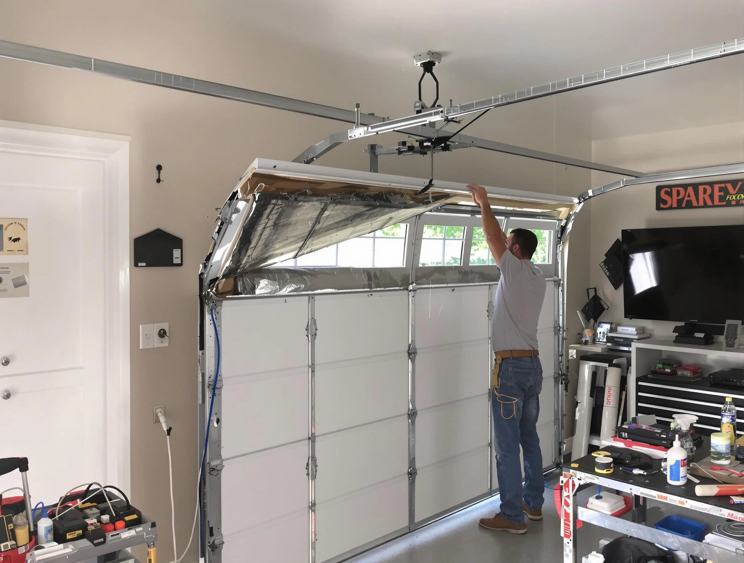 Garage door section replacement by Shawnee Garage Door Repair in Shawnee