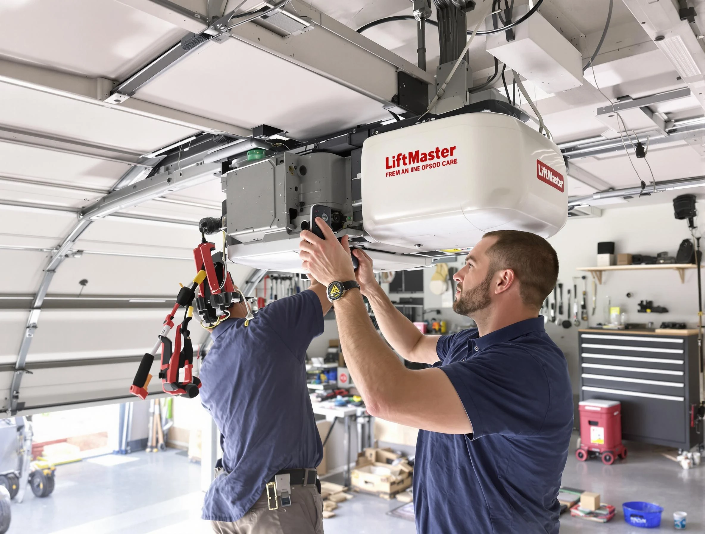 Shawnee Garage Door Repair technician performing advanced diagnostics on garage opener in Shawnee